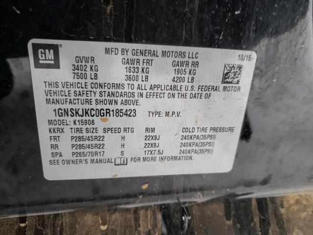 1GNSKJKC0GR185423 - 2016 CHEVROLET SUBURBAN K1500 LTZ BLACK photo 13