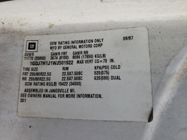 1GDJ7H1J1WJ501922 - 1998 GMC C-SERIES C7H042 WHITE photo 13