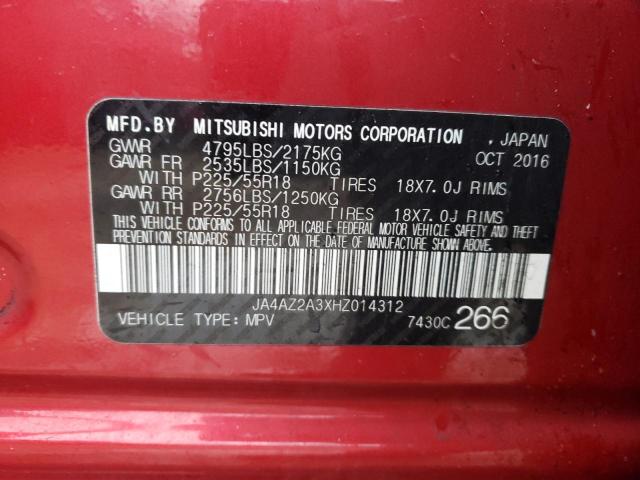 JA4AZ2A3XHZ014312 - 2017 MITSUBISHI OUTLANDER ES RED photo 13