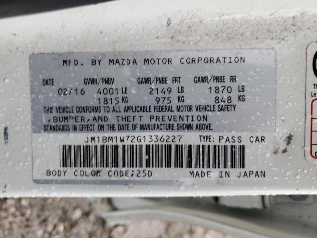 JM1BM1W72G1336227 - 2016 MAZDA 3 TOURING WHITE photo 12