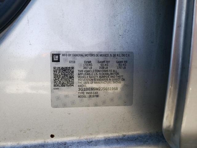 3G1BE6SM2JS651968 - 2018 CHEVROLET CRUZE LT SILVER photo 12