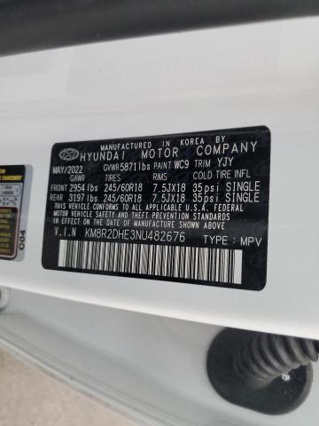 KM8R2DHE3NU482676 - 2022 HYUNDAI PALISADE SEL WHITE photo 12