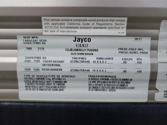 1UJBJ0BN3J17U0068 - 2018 JAYCO JAY FLIGHT WHITE photo 10