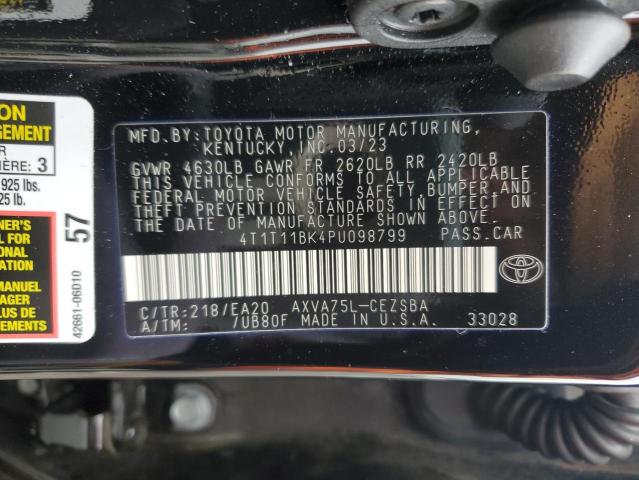 4T1T11BK4PU098799 - 2023 TOYOTA CAMRY SE NIGHT SHADE BLACK photo 12