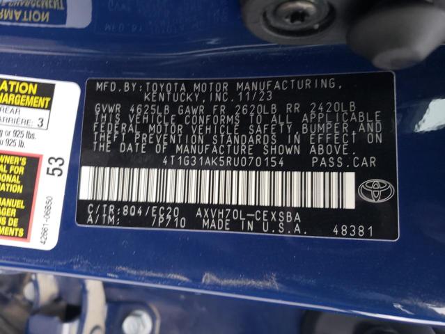 4T1G31AK5RU070154 - 2024 TOYOTA CAMRY SE NIGHT SHADE BLUE photo 12