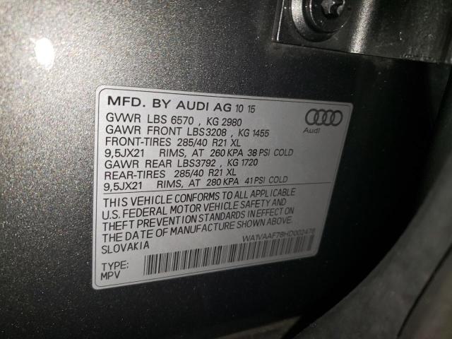 WA1VAAF78HD002476 - 2017 AUDI Q7 PRESTIGE GRAY photo 13