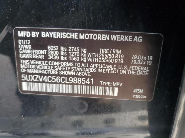 5UXZV4C56CL988541 - 2012 BMW X5 XDRIVE35I BLACK photo 13