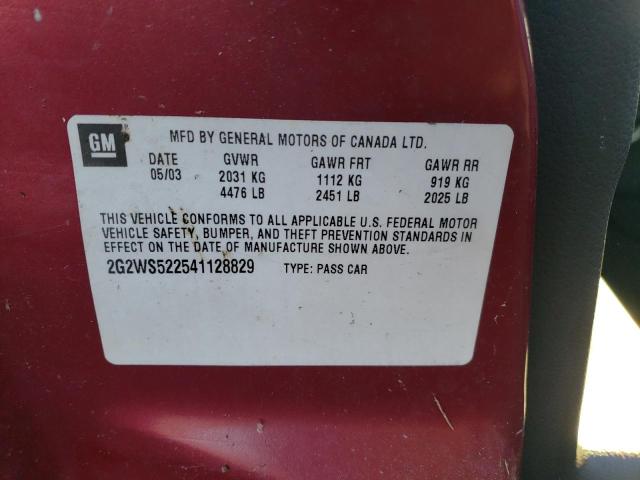 2G2WS522541128829 - 2004 PONTIAC GRAND PRIX GT2 წითელი ფოტო 12