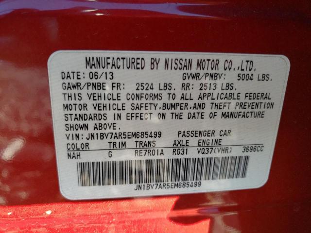 JN1BV7AR5EM685499 - 2014 INFINITI Q50 BASE RED photo 13