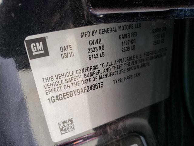 1G4GE5GV9AF248675 - 2010 BUICK LACROSSE CXS CHARCOAL photo 10