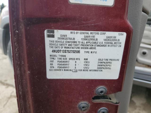 4NUDT13S752702506 - 2005 ISUZU ASCENDER S 勃艮第红 照片 13