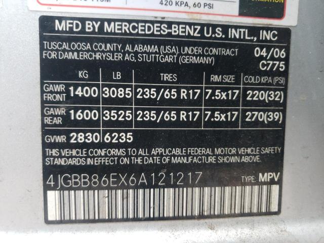 4JGBB86EX6A121217 - 2006 MERCEDES-BENZ M CLASS 350 SILVER photo 13