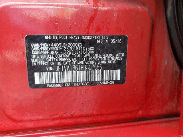 JF1VA1B61H9807585 - 2017 SUBARU WRX RED photo 12