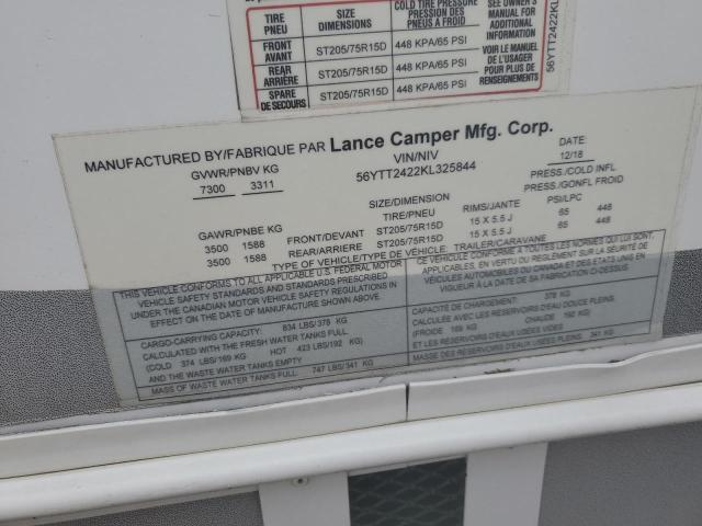 56YTT2422KL325844 - 2019 LANCIA CAMPER WHITE photo 10