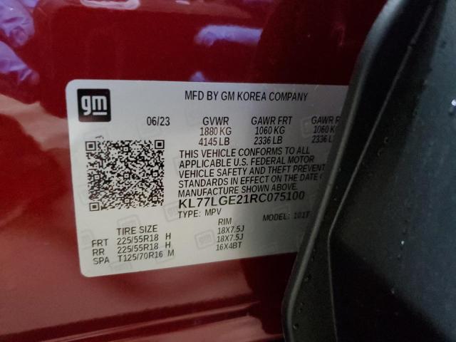 KL77LGE21RC075100 - 2024 CHEVROLET TRAX 1RS RED photo 13