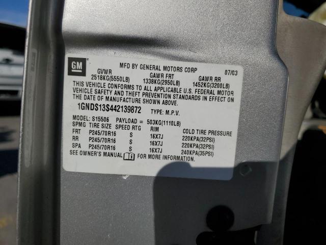 1GNDS13S442139872 - 2004 CHEVROLET TRAILBLAZE LS GRAY photo 14