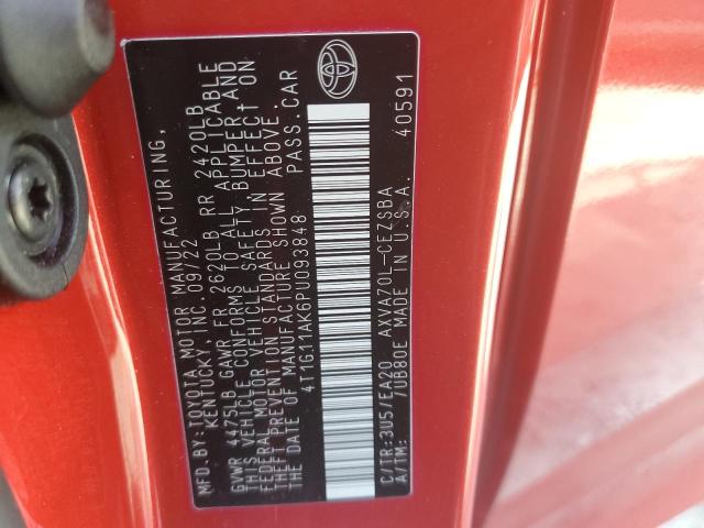 4T1G11AK6PU093848 - 2023 TOYOTA CAMRY SE NIGHT SHADE RED photo 12