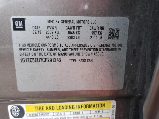 1G1ZC5EU7CF291243 - 2012 CHEVROLET MALIBU 1LT Қоңыр фото 12