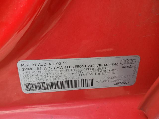 WAUBFAFL2BN050013 - 2011 AUDI A4 PREMIUM RED photo 12