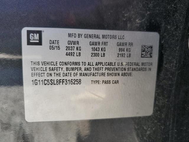 1G11C5SL8FF316258 - 2015 CHEVROLET MALIBU 1LT CHARCOAL photo 12