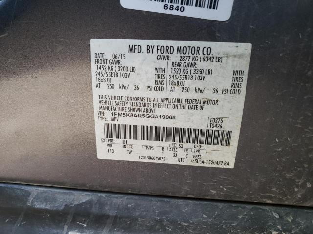 1FM5K8AR5GGA19068 - 2016 FORD EXPLORER POLICE INTERCEPTOR GRAY photo 13