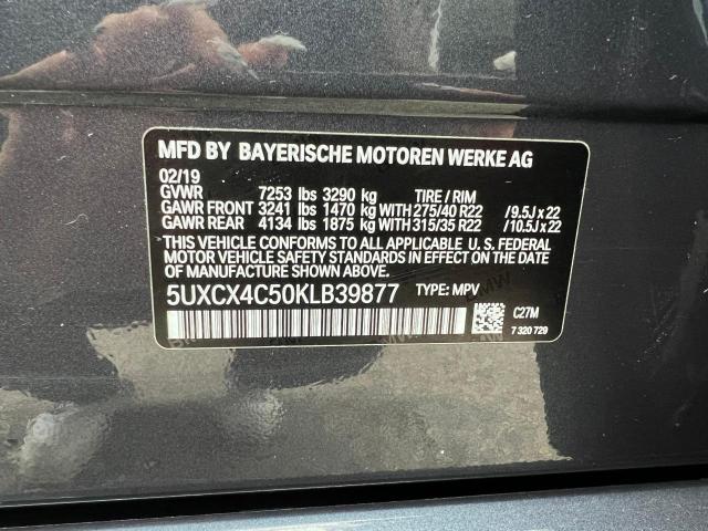 5UXCX4C50KLB39877 - 2019 BMW X7 XDRIVE50I GRAY photo 10