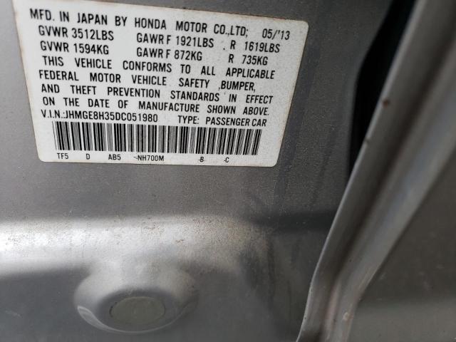 JHMGE8H35DC051980 - 2013 HONDA FIT SILVER photo 13