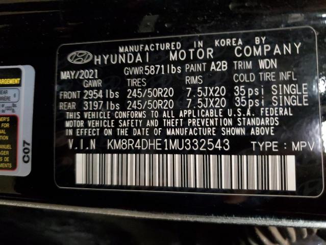 KM8R4DHE1MU332543 - 2021 HYUNDAI PALISADE SEL BLACK photo 14