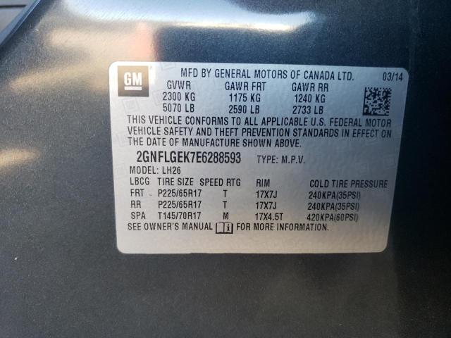 2GNFLGEK7E6288593 - 2014 CHEVROLET EQUINOX LT BLACK photo 12