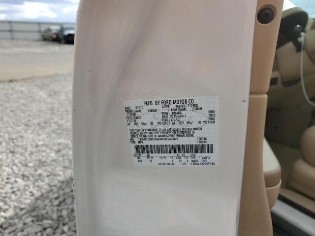 1FMCU9DG4AKB92361 - 2010 FORD ESCAPE XLT WHITE photo 12