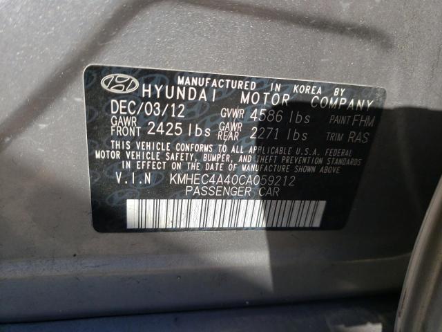 KMHEC4A40CA059212 - 2012 HYUNDAI SONATA HYBRID SILVER photo 12