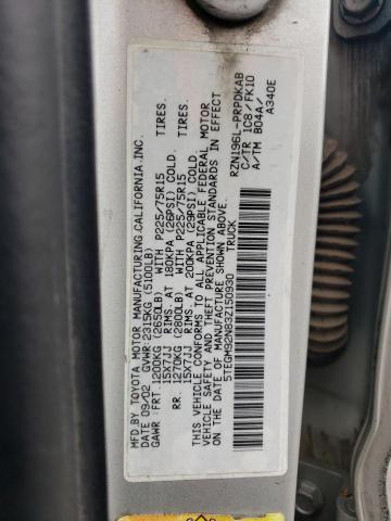 5TEGM92N83Z150930 - 2003 TOYOTA TACOMA DOUBLE CAB PRERUNNER GRAY photo 12