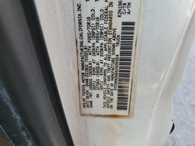5TESM92N84Z426924 - 2004 TOYOTA TACOMA XTRACAB PRERUNNER თეთრი ფოტო 12