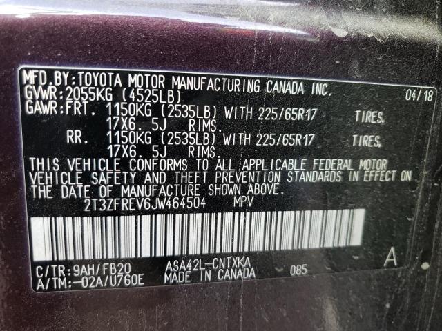 2T3ZFREV6JW464504 - 2018 TOYOTA RAV4 LE BURGUNDY photo 13