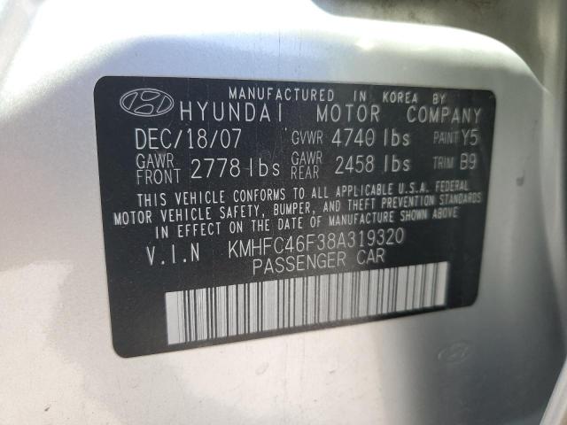 KMHFC46F38A319320 - 2008 HYUNDAI AZERA SE SILVER photo 12