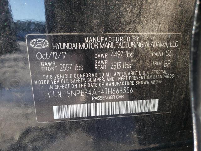 5NPE34AF4JH663356 - 2018 HYUNDAI SONATA SPORT BLACK photo 12