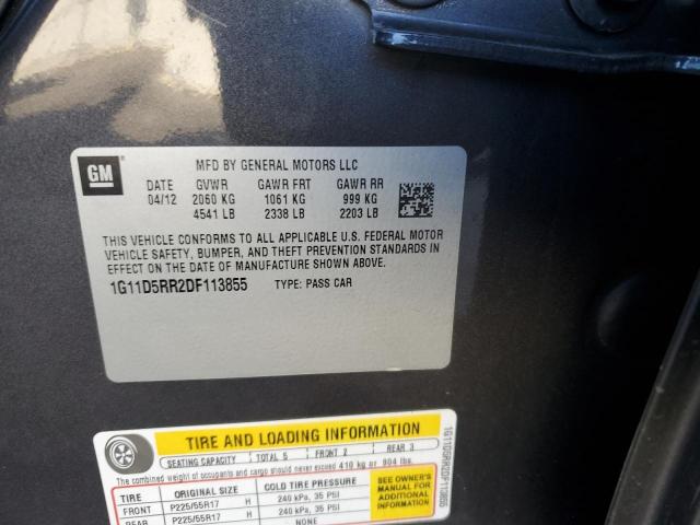 1G11D5RR2DF113855 - 2013 CHEVROLET MALIBU 1LT GRAY photo 12