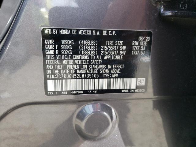 3CZRU6H52LM735105 - 2020 HONDA HR-V EX GRAY photo 13