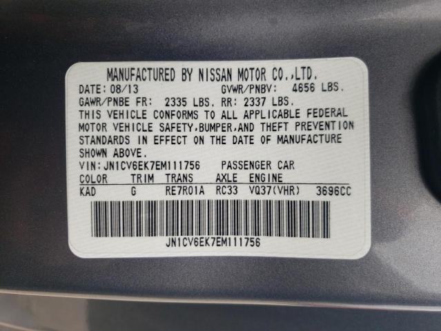 JN1CV6EK7EM111756 - 2014 INFINITI Q60 JOURNEY GRAY photo 12