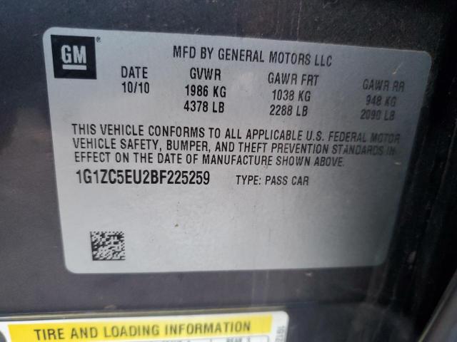 1G1ZC5EU2BF225259 - 2011 CHEVROLET MALIBU 1LT ნაცრისფერი ფოტო 12