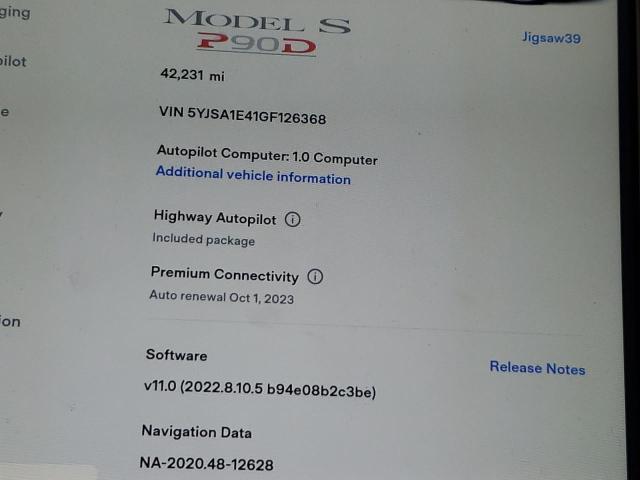 5YJSA1E41GF126368 - 2016 TESLA MODEL S Սև լուսանկար 9