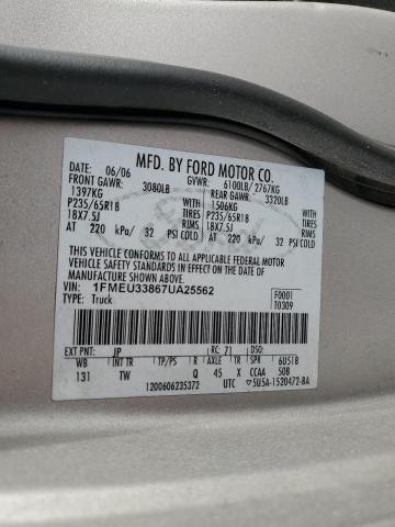 1FMEU33867UA25562 - 2007 FORD EXPLORER S LIMITED SILVER photo 9