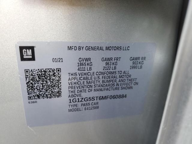 1G1ZG5ST6MF060884 - 2021 CHEVROLET MALIBU RS 银色 照片 13