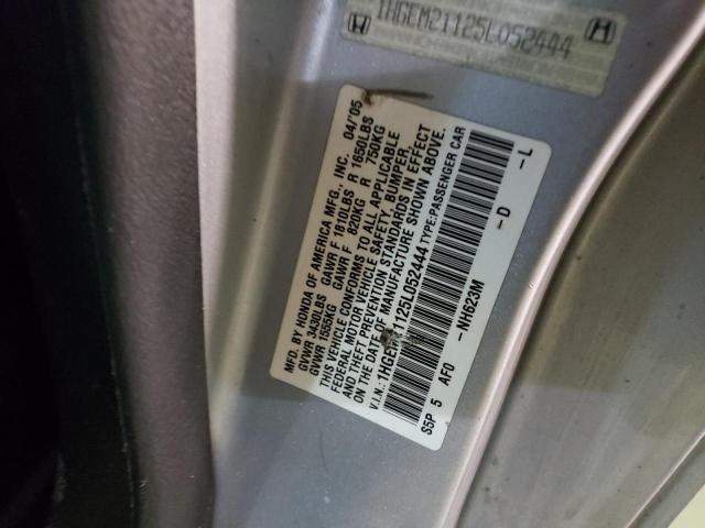 1HGEM21125L052444 - 2005 HONDA CIVIC DX VP Gümüş foto 12