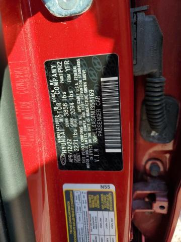 KMHLL4AG4NU358169 - 2022 HYUNDAI ELANTRA SE RED photo 12