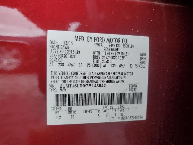 2LMTJ6LR9GBL48542 - 2016 LINCOLN MKX RESERVE RED photo 13