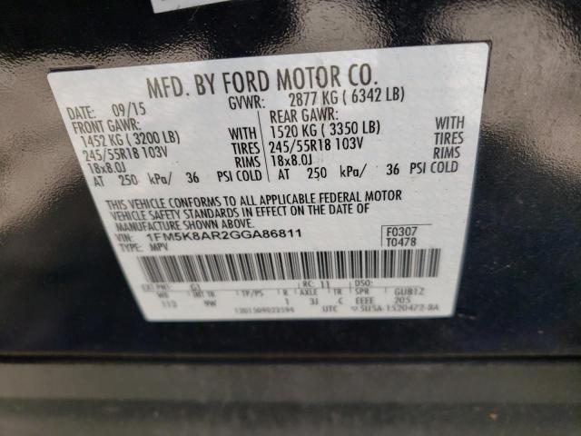 1FM5K8AR2GGA86811 - 2016 FORD EXPLORER POLICE INTERCEPTOR BLACK photo 14