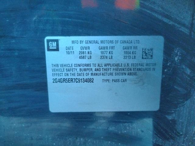 2G4GR5ER7C9134082 - 2012 BUICK REGAL 黑色 照片 12