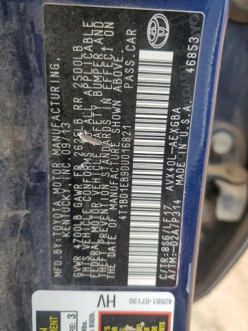 4T1BD1EB9DU016821 - 2013 TOYOTA AVALON HYBRID BLUE photo 12