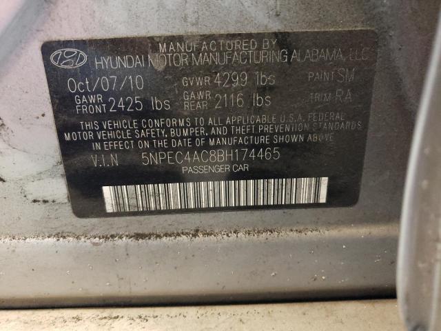 5NPEC4AC8BH174465 - 2011 HYUNDAI SONATA SE SILVER photo 12